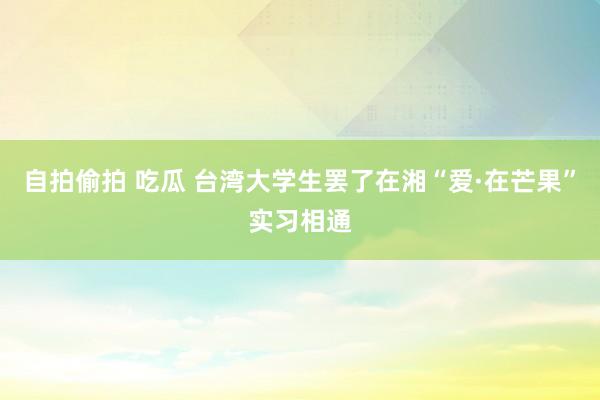 自拍偷拍 吃瓜 台湾大学生罢了在湘“爱·在芒果”实习相通