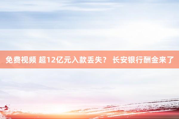 免费视频 超12亿元入款丢失？ 长安银行酬金来了
