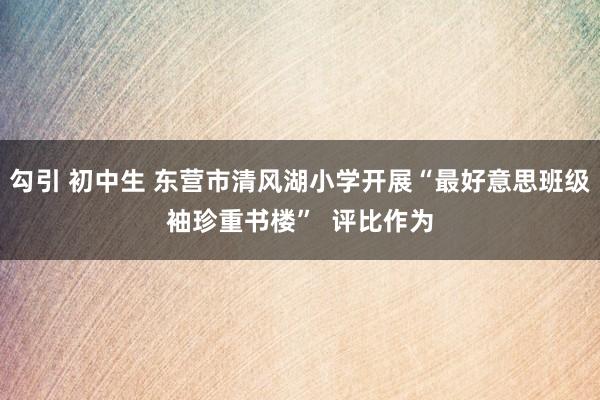 勾引 初中生 东营市清风湖小学开展“最好意思班级袖珍重书楼”  评比作为