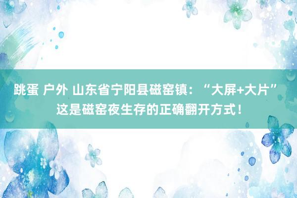 跳蛋 户外 山东省宁阳县磁窑镇：“大屏+大片” 这是磁窑夜生存的正确翻开方式！