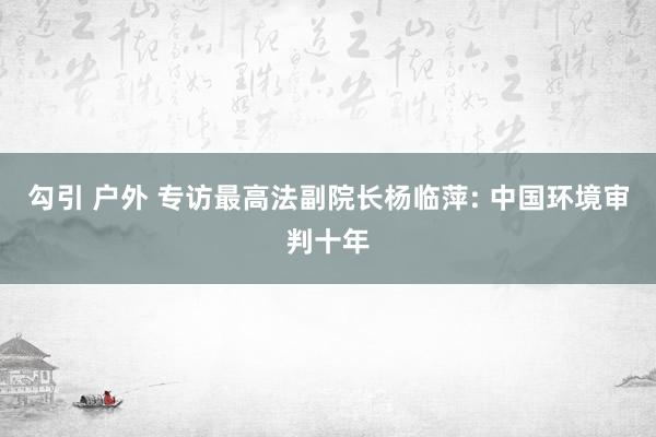 勾引 户外 专访最高法副院长杨临萍: 中国环境审判十年