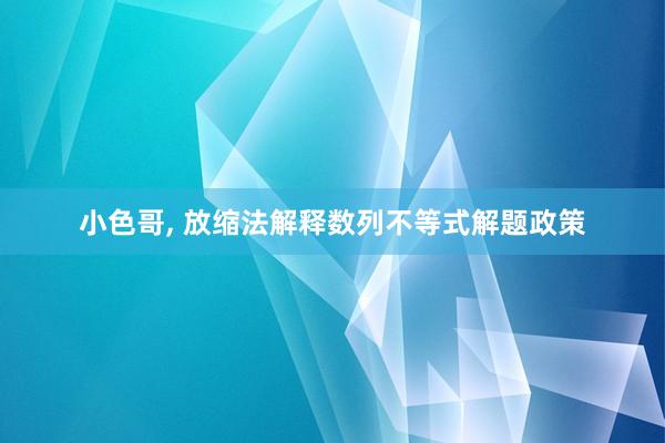 小色哥， 放缩法解释数列不等式解题政策
